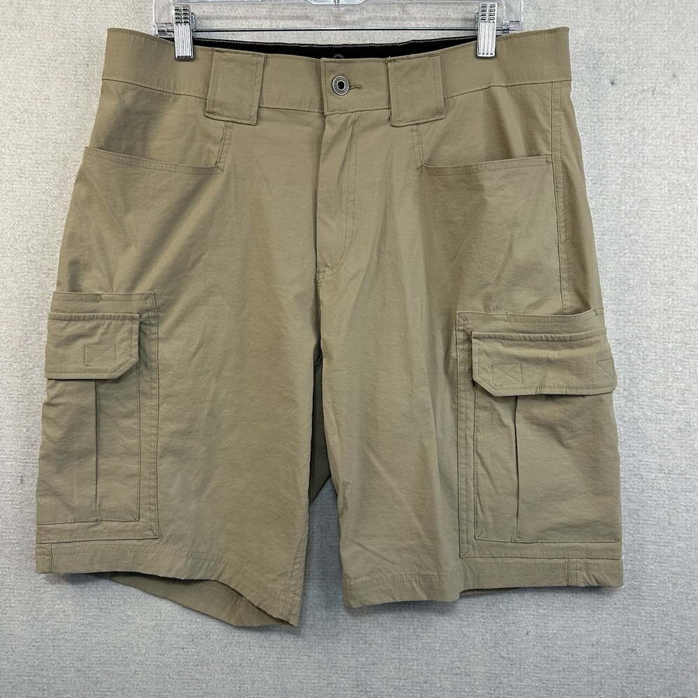 Eddie Bauer‎ Men's Cargo Shorts Size 34 Khaki Nylon Stretch Hiking Outdoor